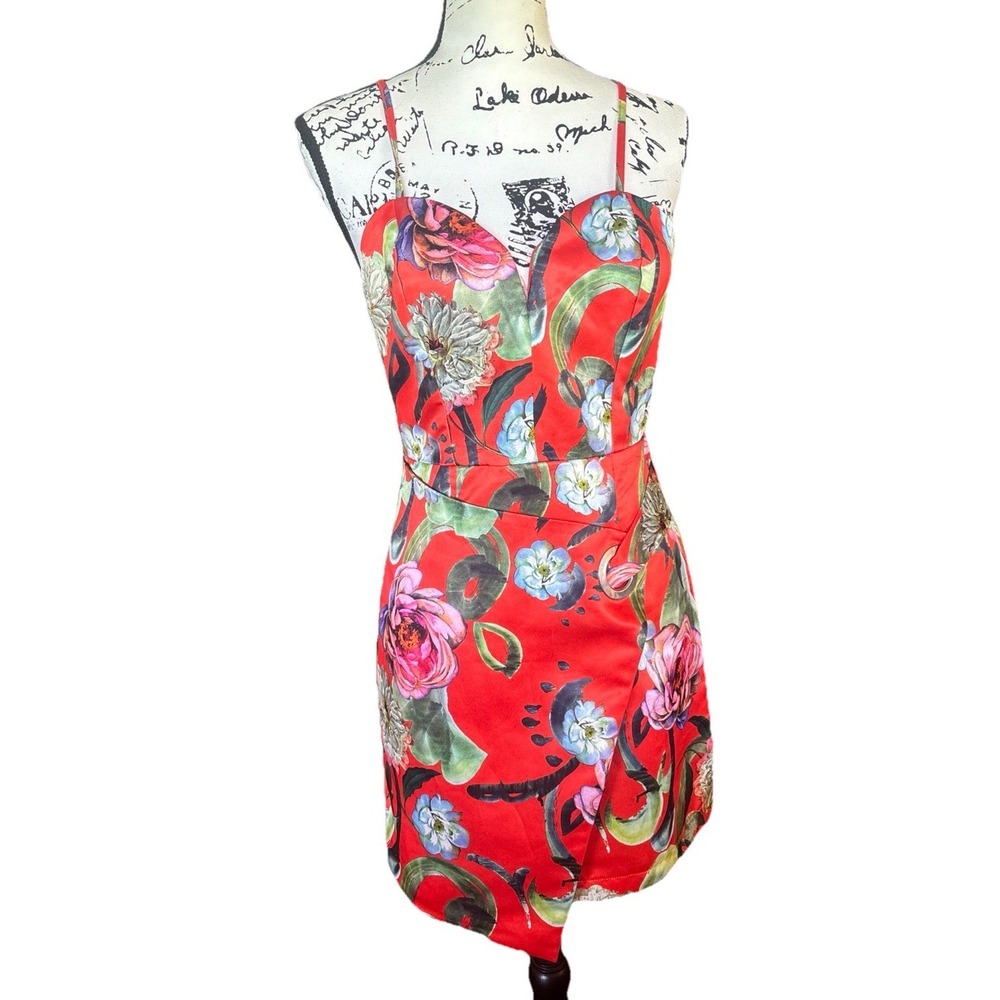 Lulumari By Anthropologie Women's Floral Faux Wrap Mini Sun Dress Size Small